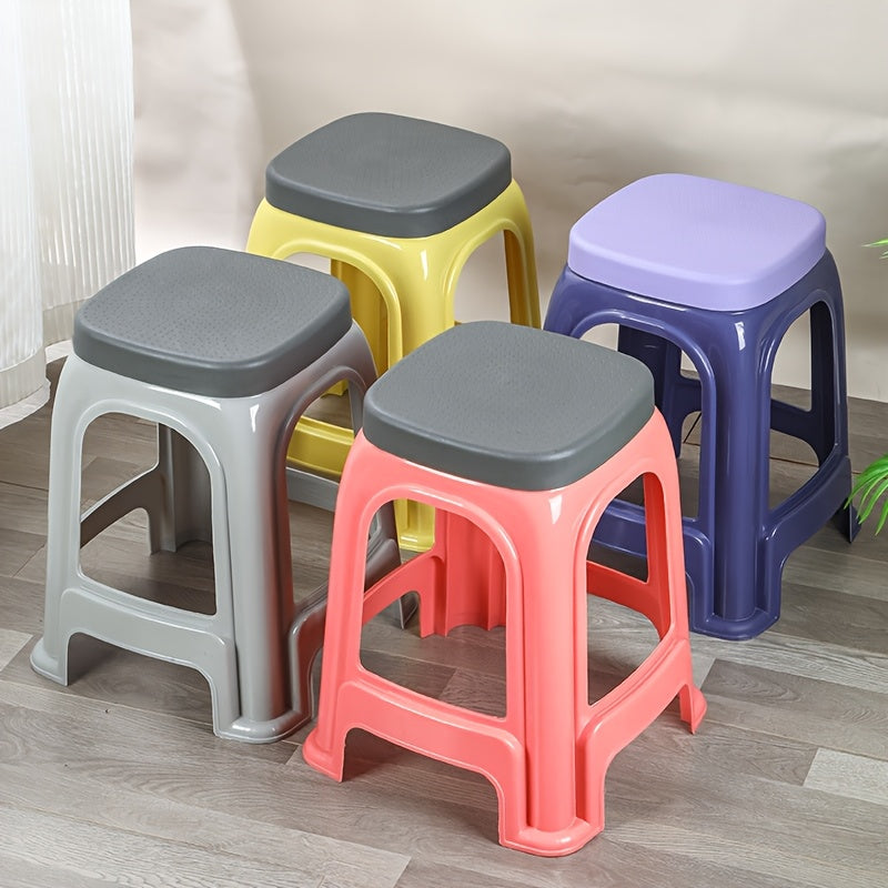 Thickened Plastic Stool Stackable Thickened Plastic Stool with Cover | 3 Colors Available, Home Living Room Square Stool, Simple Small Bench, for Outdoor Restaurant