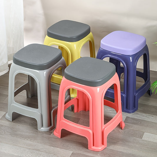 Thickened Plastic Stool Stackable Thickened Plastic Stool with Cover | 3 Colors Available, Home Living Room Square Stool, Simple Small Bench, for Outdoor Restaurant