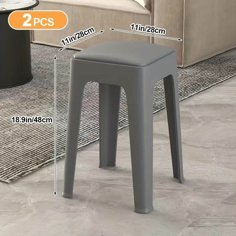 2 Pack Padded Chair, Make Up Vanity Stool, Chair For Makeup Vanity, Thick Seat With Rounded Corners And Polygonal Structure, Providing Stable Support, Suitable For Living Rooms And Bedrooms