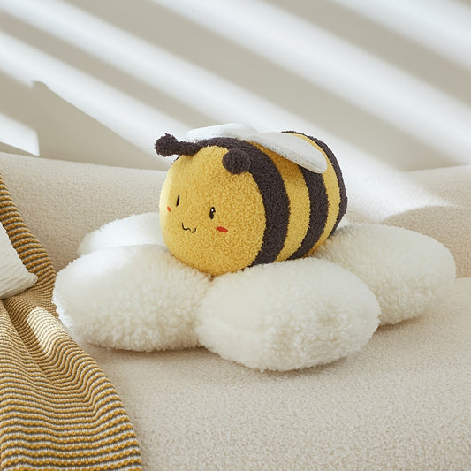 Cute Bee Pillow Soft Yellow Bee Plush Pillow | Adorable Cartoon Design with Cute Expression, Perfect for Birthday Gifts & Home Decor, Bee Decor, Polyester