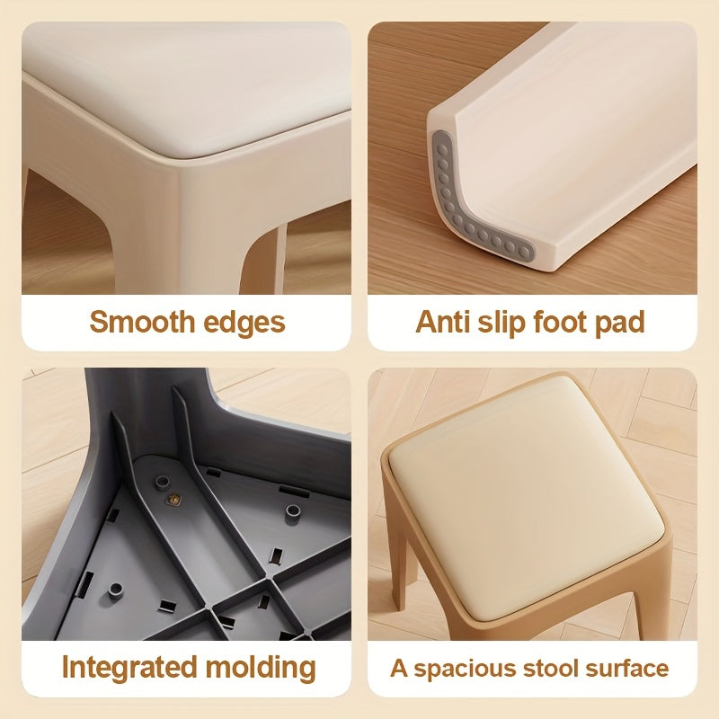 2 Pack Padded Chair, Make Up Vanity Stool, Chair For Makeup Vanity, Thick Seat With Rounded Corners And Polygonal Structure, Providing Stable Support, Suitable For Living Rooms And Bedrooms