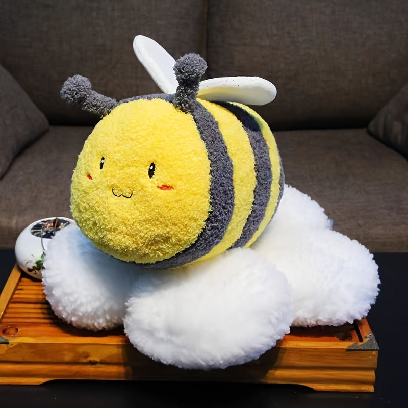Cute Bee Pillow Soft Yellow Bee Plush Pillow | Adorable Cartoon Design with Cute Expression, Perfect for Birthday Gifts & Home Decor, Bee Decor, Polyester