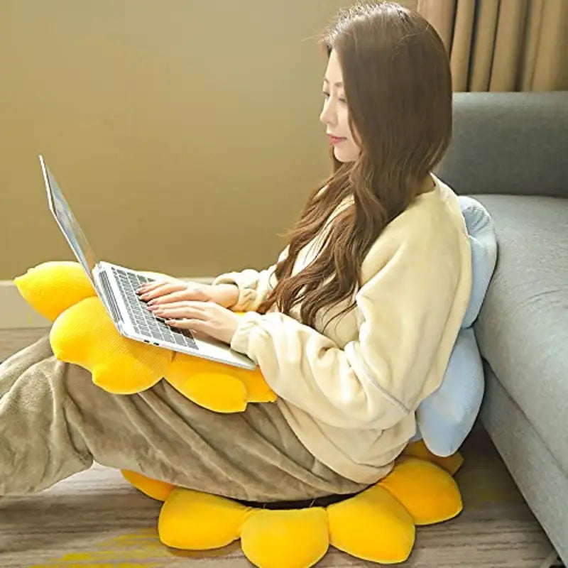 1pc Sizikato Extra Wide 16-Inch Plush Cushion - Super Soft Backrest Pillow with Sunflower Design, Non-Slip Base for Bed, Sofa, Office, Car - Ideal Gift for Home Decor, Reading, Gaming, Floral Decor - Hand Wash Only