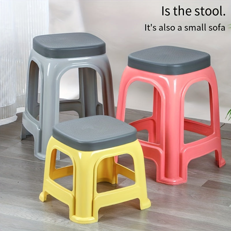 Thickened Plastic Stool Stackable Thickened Plastic Stool with Cover | 3 Colors Available, Home Living Room Square Stool, Simple Small Bench, for Outdoor Restaurant