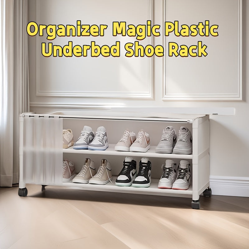 Space-Saving Storage Multi-Functional Under-Bed Storage Shelf | Space-Saving Cube Organizer, Plastic, Suitable for Dormitory and College Use