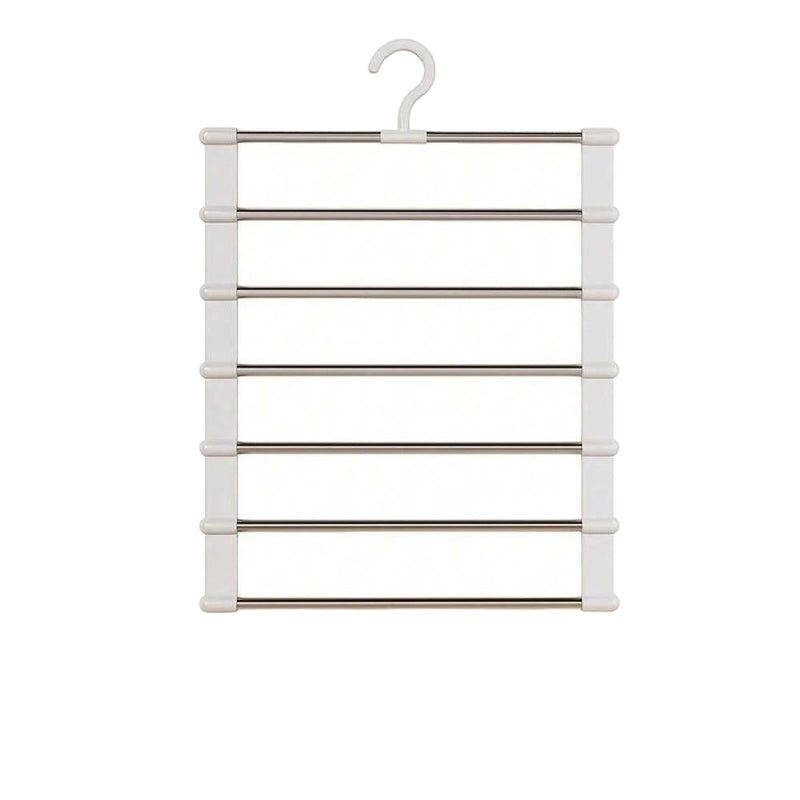 1pc Space-Saving 6-Tier Hanger for Pants, Metal and Plastic Wardrobe Organizer Suitable for Pants, Jeans Scarves, Multi-Layer Wardrobe Rack for Efficient Storage, Multi-Purpose Hanger | Strong Clothing Hanger, Clothing Hanger Accessory