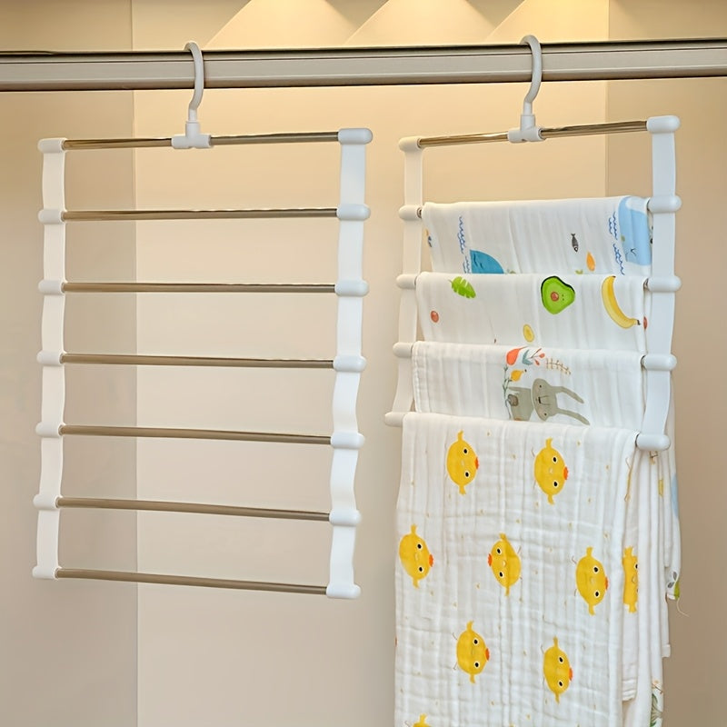 1pc Space-Saving 6-Tier Hanger for Pants, Metal and Plastic Wardrobe Organizer Suitable for Pants, Jeans Scarves, Multi-Layer Wardrobe Rack for Efficient Storage, Multi-Purpose Hanger | Strong Clothing Hanger, Clothing Hanger Accessory